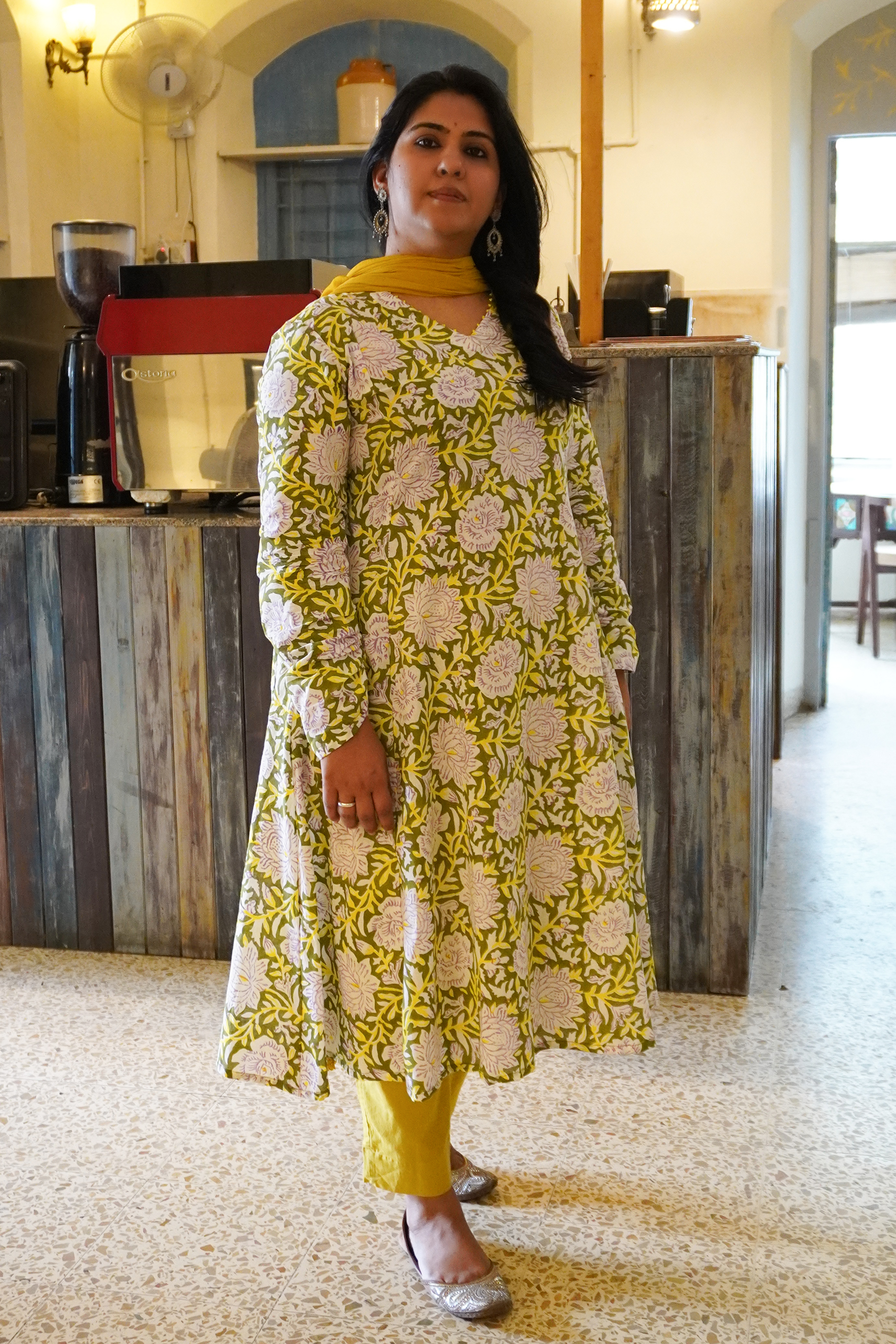 Flower Print Anarkali Long Churidar Sleeve Kurta with Dupatta Set |Lon  |Long Sleeve Kurta Set| |Special Dress For Girls And Women| Party Wear Kurta  Set| | Traditional Dress for Gils And Women |